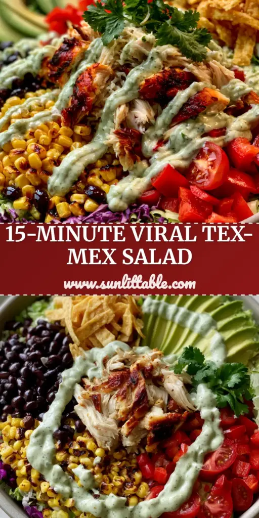 Tex-Mex Chicken Chopped Salad with Creamy Cilantro Lime Dressing 4 A vibrant Tex-Mex Chicken Chopped Salad in a wide matte ceramic bowl with charred corn, black beans, and seared rotisserie chicken.