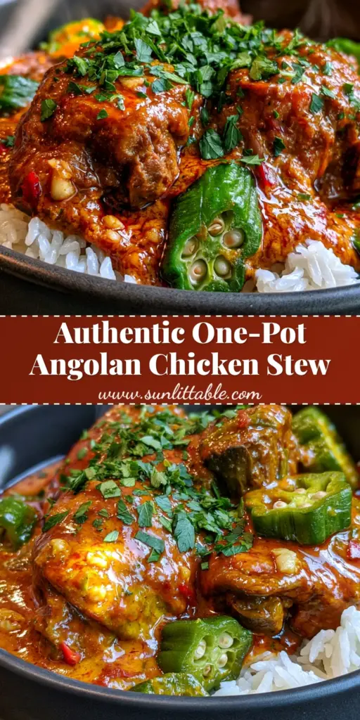 Chicken Muamba Recipe: The Ultimate Glossy Angolan Stew 4 A close-up of Chicken Muamba featuring glossy red sauce, green okra, and jasmine rice in a dark bowl. (Chicken Muamba)