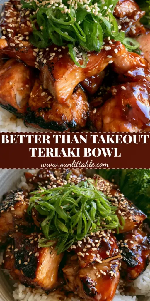 Teriyaki Chicken Rice Bowl: The Ultimate Guide to Glossy Mahogany Glaze 4 A handheld smartphone photo of a Teriyaki Chicken Rice Bowl in a ceramic bowl with glossy mahogany sauce and vibrant green scallions.