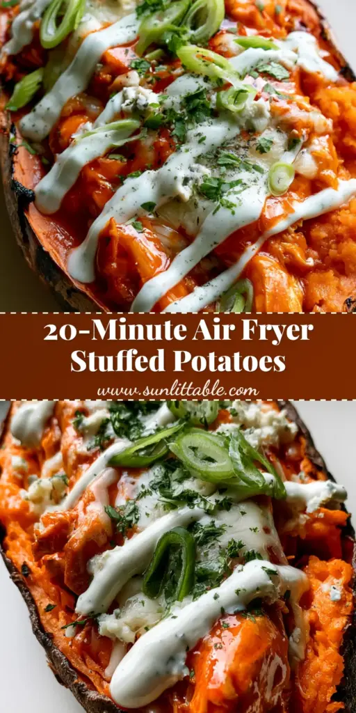 Buffalo Chicken Stuffed Sweet Potatoes with Bubbly Mozzarella 3 A close-up of buffalo chicken stuffed sweet potatoes with bubbly mozzarella cheese and a thick ranch drizzle. (buffalo chicken stuffed sweet potatoes)