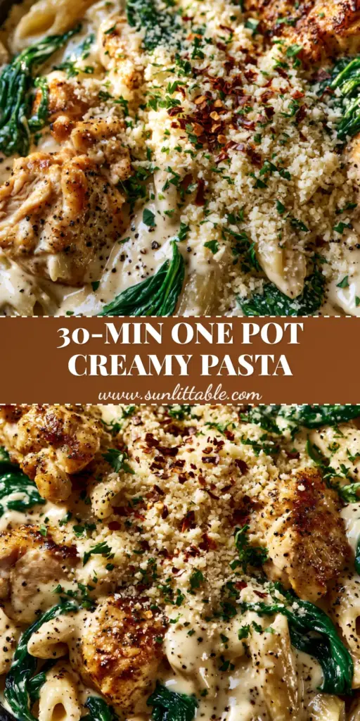 Parmesan Chicken Rigatoni with Glossy Garlic Cream Sauce 1 45-degree angle shot of parmesan chicken rigatoni showing the herb-crusted chicken and mountains of microplaned cheese.