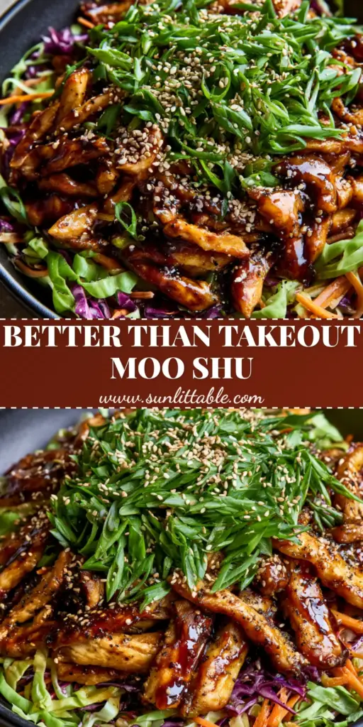 Moo Shu Chicken: A Glossy Hoisin Glazed Stir-Fry with Crisp Slaw 4 A handheld smartphone photo of Moo Shu Chicken in a matte black bowl featuring golden-brown chicken and glossy hoisin sauce.
