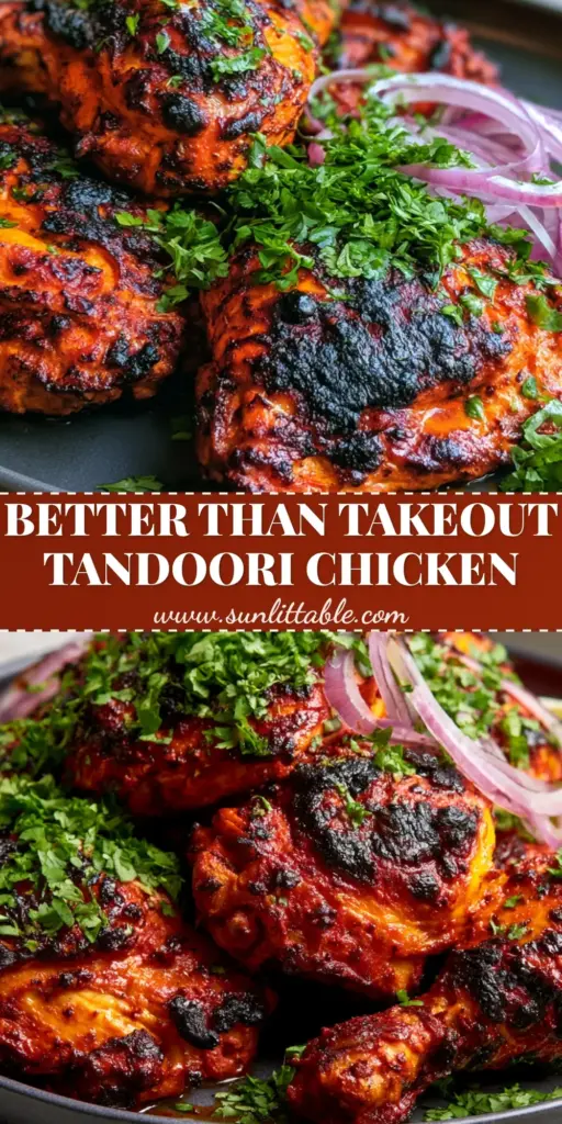 Chicken Tandoori: The Ultimate Guide to Smoky, Charred Thighs at Home 3 Close-up of charred Chicken Tandoori thighs on a matte black plate with cilantro and lime. (Chicken Tandoori)