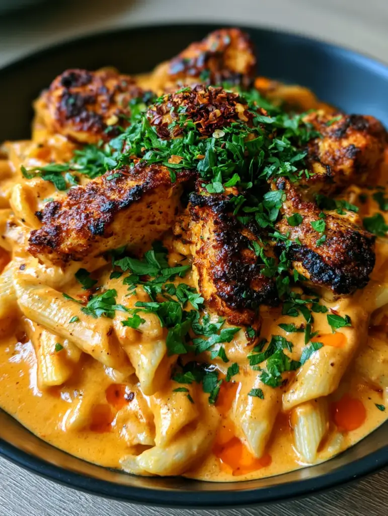 Cajun Chicken Pasta: The Creamiest 30-Minute Dinner Recipe 1 Juicy chunks of seared Cajun chicken with a blackened spice rub atop creamy penne pasta.
