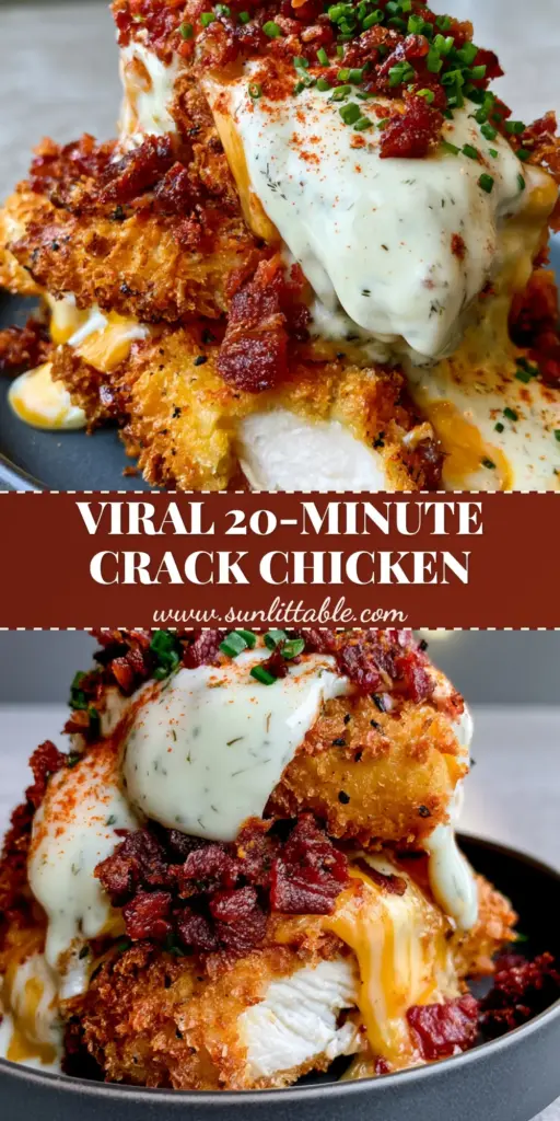 Crack Chicken Tenders: The Ultimate Crispy Air Fryer Bacon Ranch Recipe 3 A stack of three crack chicken tenders topped with melted cheddar, bacon bits, and ranch dressing on a charcoal plate.