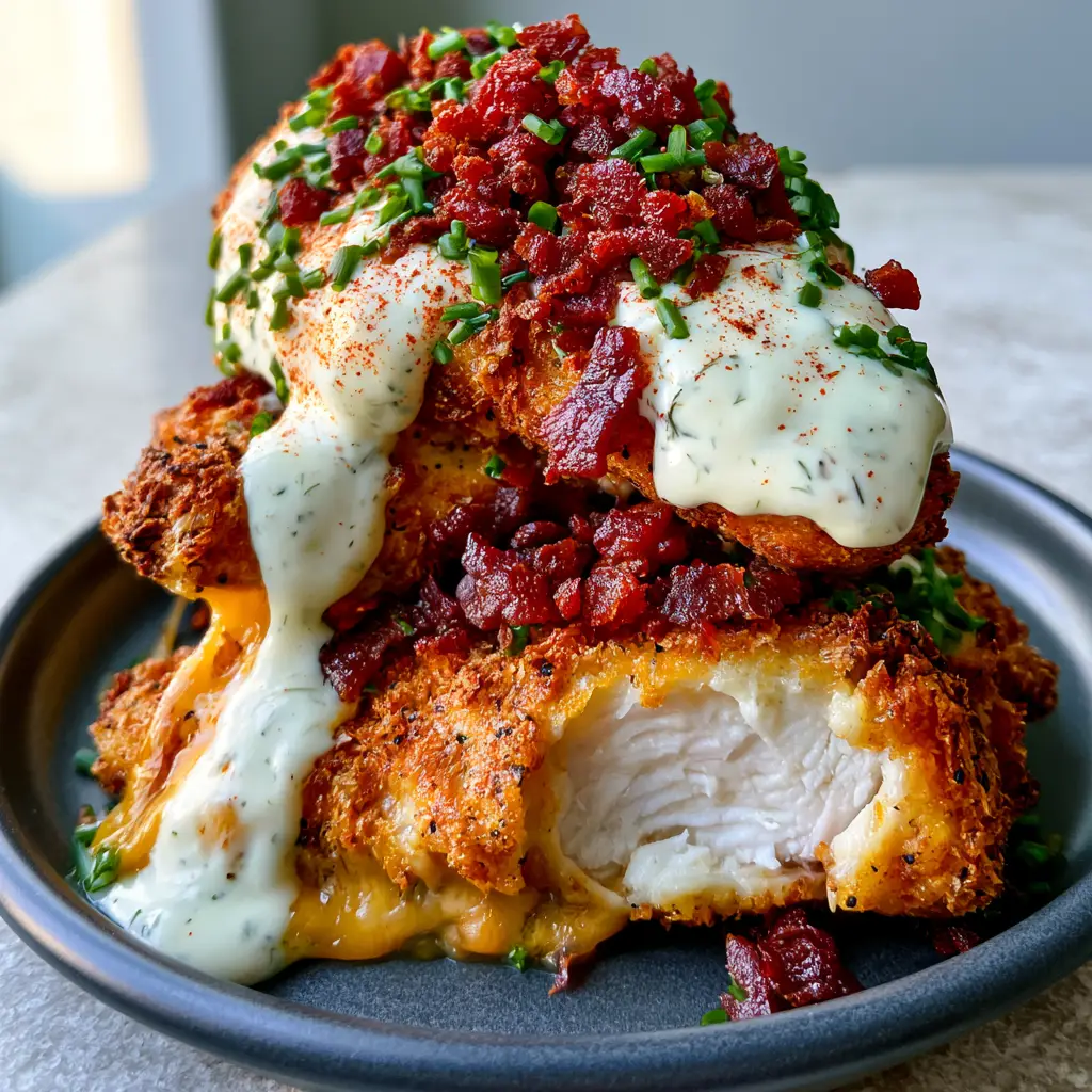 Crack Chicken Tenders: The Ultimate Crispy Air Fryer Bacon Ranch Recipe 2 Close-up of crack chicken tenders showing thick rivulets of melted sharp cheddar and crispy bacon crumbles.