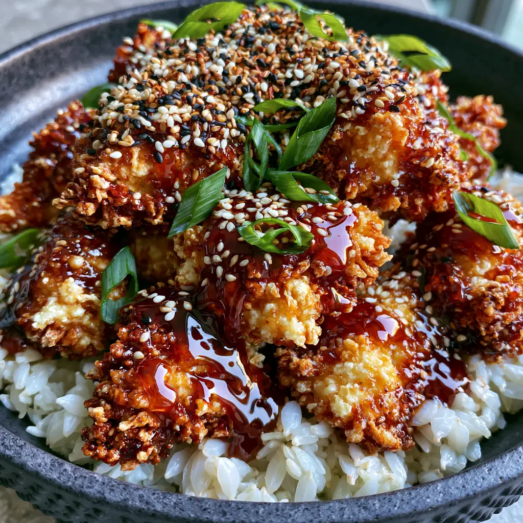 Crispy Asian Sesame Chicken: The Best Air Fryer Takeout Recipe 2 Extreme macro shot of extra crispy air-fried Crispy Asian Sesame Chicken nuggets with visible glass-crunch ridges and glossy sauce.