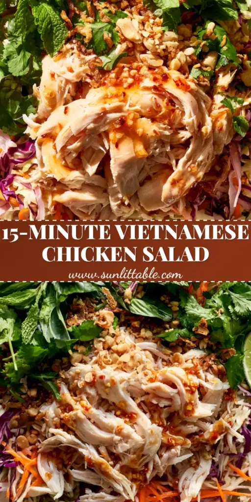 Vietnamese Chicken Salad (Gỏi Gà): The Ultimate Crunchy and Zesty Recipe 4 A top-down view of a vibrant Vietnamese Chicken Salad in a ceramic bowl with shredded cabbage, poached chicken, and mint. (Vietnamese Chicken Salad)