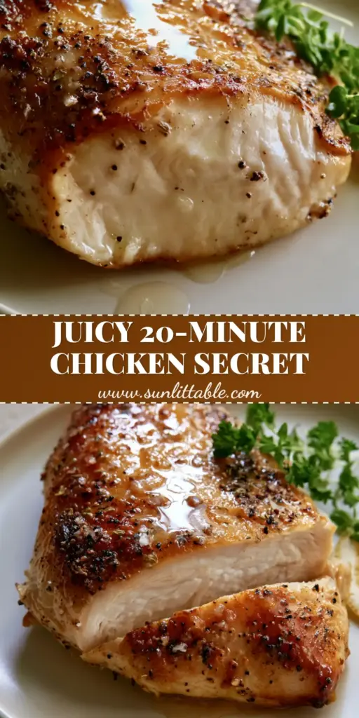 A close-up of plump oven-baked chicken breasts with a garlic butter glaze and micro-parsley garnish. (bake chicken breasts)