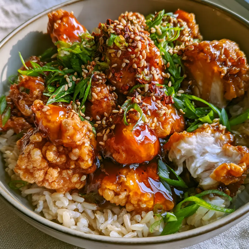 Garlic Honey Crispy Chicken: The Ultimate Shatter-Crunch Recipe 2 Smartphone photo of Garlic Honey Crispy Chicken in a ceramic bowl with visible shatter-crunch texture and sticky sauce.