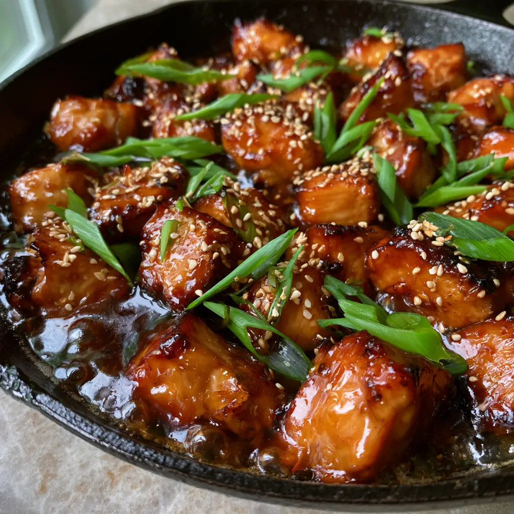 Honey Glazed Garlic Chicken: The Ultimate 20-Minute Skillet Dinner 2 Close-up photo of Honey Glazed Garlic Chicken showing the bubbling amber glaze and caramelized edges.