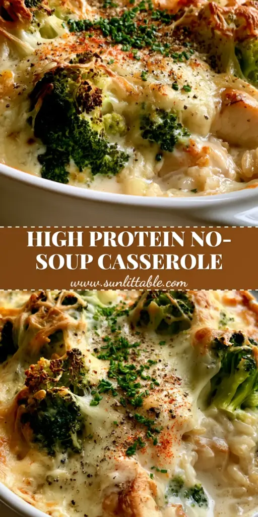 Chicken Broccoli Rice Cheese Casserole: The Ultimate Gourmet Comfort Food 4 A gourmet Chicken Broccoli Rice Cheese Casserole with bubbling melted white cheddar, charred broccoli tips, and seared chicken breast chunks in a white dish.