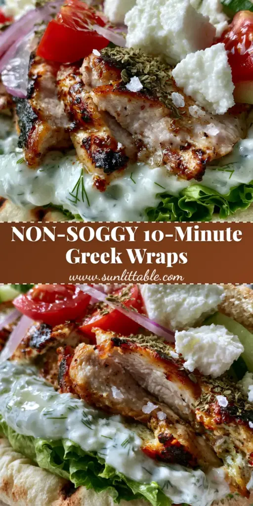 Greek Chicken Wraps with Creamy Tzatziki and Charred Chicken 3 A close-up cross-section of a gourmet Greek Chicken Wrap featuring charred chicken, creamy tzatziki, and fresh vegetables in a fluffy pita.