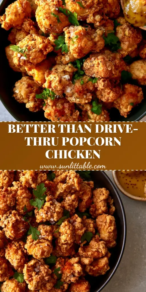 Popcorn Chicken: The Ultimate Extra-Crispy Panko Recipe 3 A matte black bowl overflowing with extra-crispy popcorn chicken bites, dusted with smoked paprika and served with honey mustard sauce.